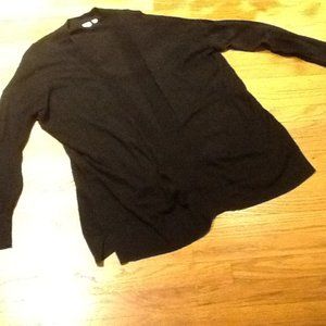 Black Ribbed Lightweight Buttonless Cardigan